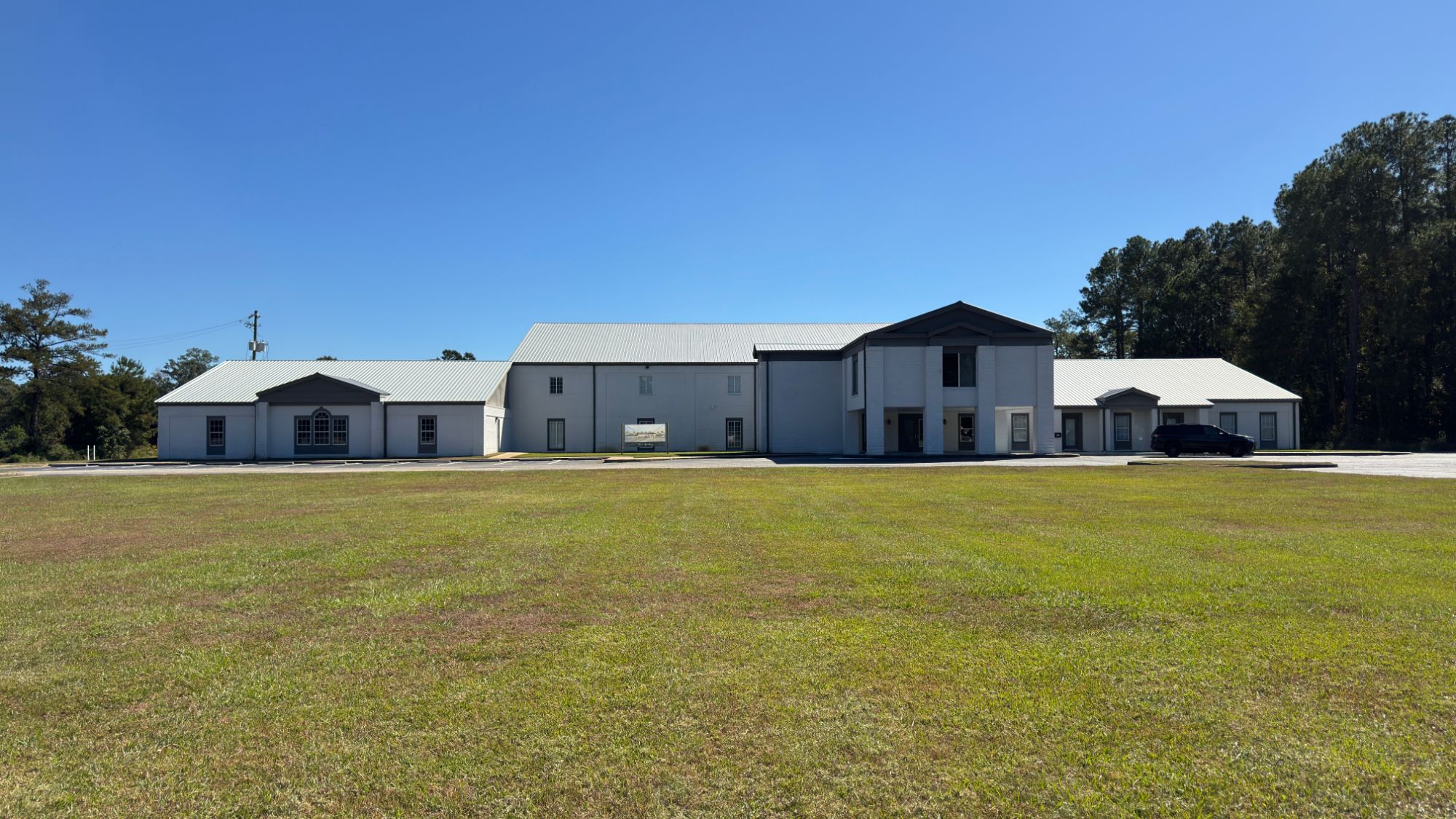 Front of the church building from the road